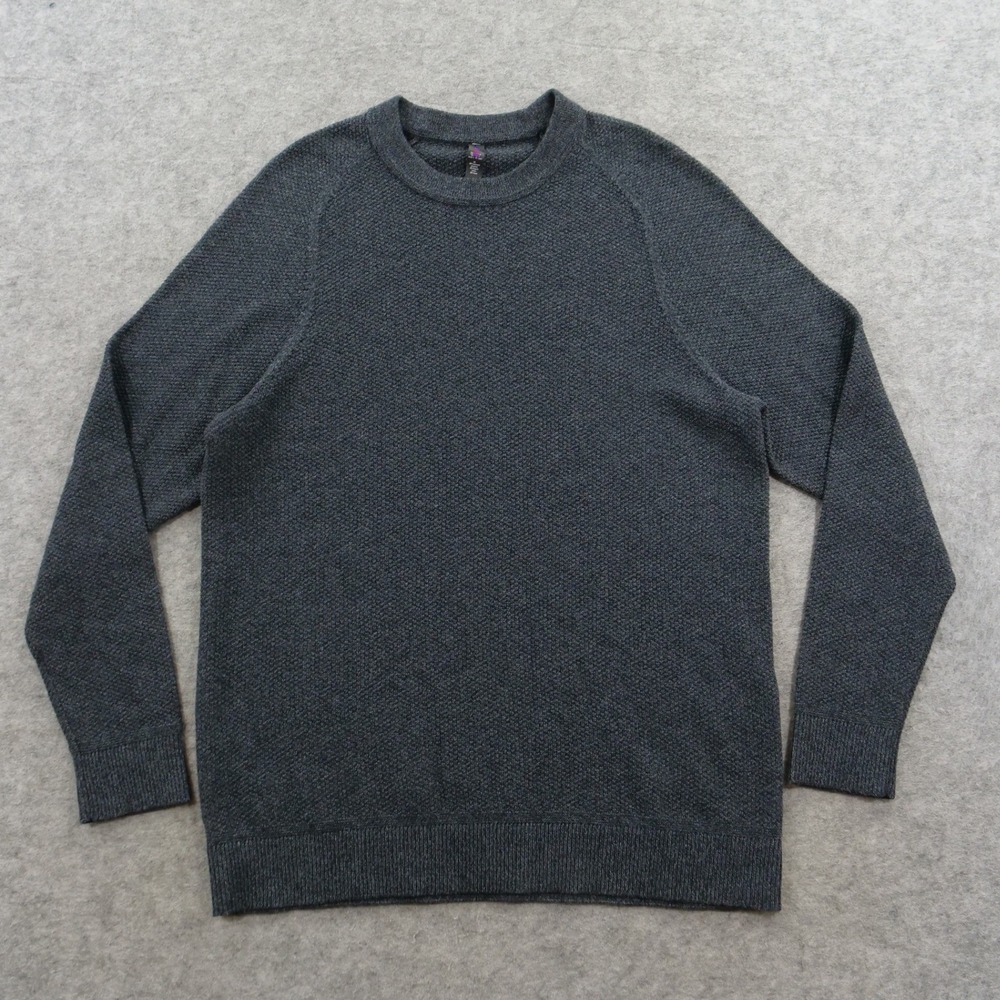 Lululemon Textured Knit Crewneck Sweater Mens Medium Heathered Black LM3DQBS - Picture 1 of 13